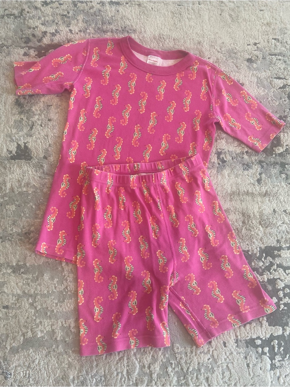 Hanna Andersson Pink Seahorse Short Sleeve Pajama Set